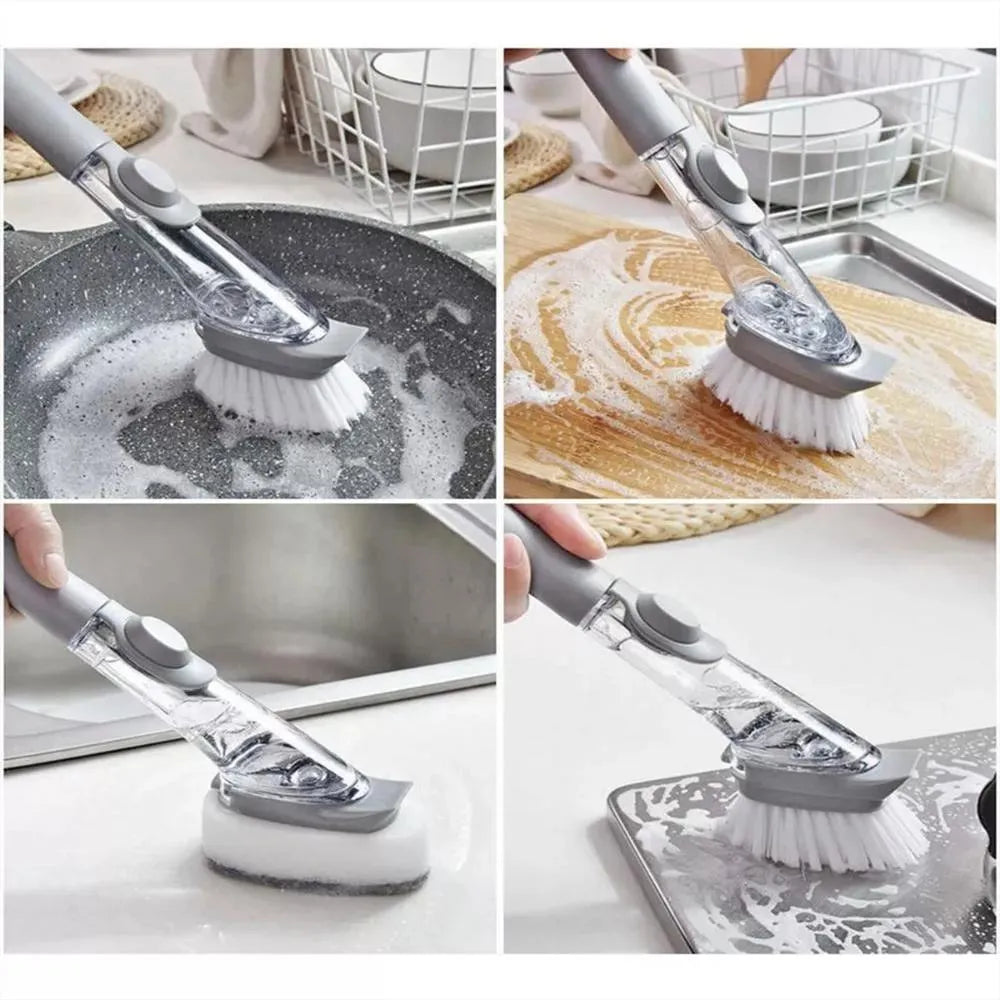 Cepillo Dispensador de Jabon Lava Loza 2 en 1.